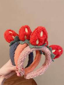 1 băng đô hình quả dâu tây 3D hoạt hình dễ thương, băng đô thấm mồ hôi để rửa mặt và trang điểm, phụ kiện tóc chống trượt - Nhiều màu - Xem 12