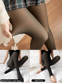 1 Pair Of Thick Warm Tights Women's Warm Winter Wool Velvet Warm Stockings High Waisted Elastic Slim Sexy Translucent Pantyhose 220g/80g Tight Underwear - Multicolor - View 6