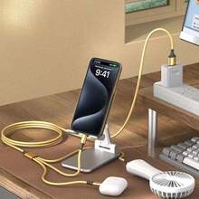 3 合 1 充电线，尼龙编织多 USB 线，带 C 型、Micro USB 和 IP 端口的通用充电线，适用于为 iPhone 系列和其他手机充电 - 黃色 - 查看 3