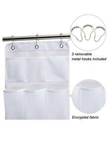 白色浴室淋浴悬挂收纳袋，适用于浴室配件 - 白色 - 查看 7