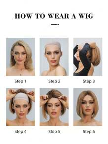 14英寸短款波浪刘海假发，可爱短发造型，自然逼真，耐热合成假发，适合日常佩戴和派对场合