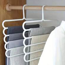 2 件装多功能 5 层裤架防滑多层服装店衣架围巾收纳衣架裤子衣架 - 粉色 - 查看 3