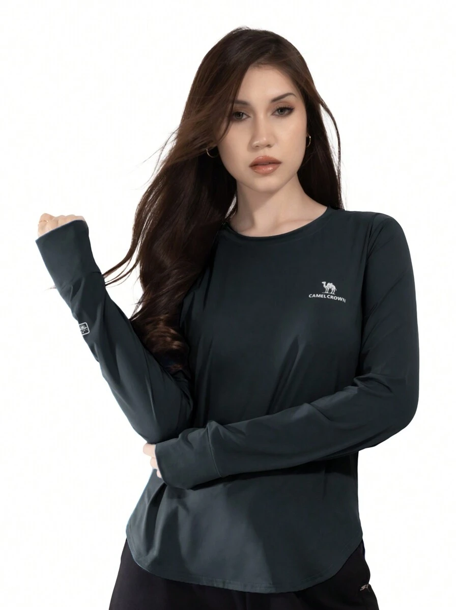 CAMEL CROWN 女式防晒衣 UPF 50+ 防紫外线防晒泳衣 女式轻便快干长袖上衣连帽衫 - 黑色 - 查看 1