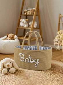 1 pieza Canasta para bebé para baby shower, búsqueda de registro de bebé, regalo de diseño de letra para bebé recién nacido, canasta de regalo de bebé de género neutro, regalo de baby shower, almacenamiento de guardería, bolsa MAMA decoración y regalos de baby shower para la familia - Multicolor - Ver 4