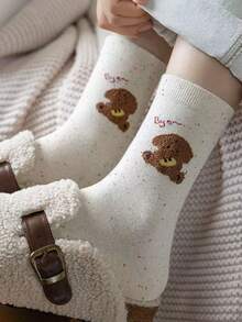 5 双卡通可爱学院风吸湿排汗防滑中筒袜 - 彩色 - 查看 7