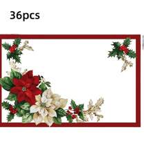 6/12/24/36 pezzi Tovagliette di carta decorative natalizie con fiori, 18x12 pollici, tovagliette monouso decorate con palline a quadri natalizi, adatte per pranzi e cene di Natale, matrimoni e feste, decorazione tavolo di casa e cucina a Natale (pupazzo di neve, fiocco di neve, palline di Natale)