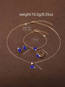 6Pcs/Set Ladies Watch Ladies Fashionable Casual Quartz Watch And Minimalist & Fashionable Five Petals Flower Necklace Earrings Rings Bracelet Watch For Women Suitable For Daily Wear, Back-To-School Season, Graduation Season, Thanksgiving, Couples, The Best Gifts Watch Box Not Included