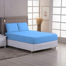 Single Bed Set Kit Sheet Plain Color 2 Pieces Direct From Factory Offer - Blue - View 2