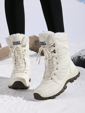 2025 Botas de nieve versátiles y casuales con suela gruesa, amortiguación y calidez para mujer, zapatos de invierno con forro de piel