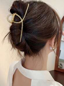 1 件女士金属合金超大简约时尚发夹发夹配件，适合日常发型、洗脸、外出装 - 金色 - 查看 7