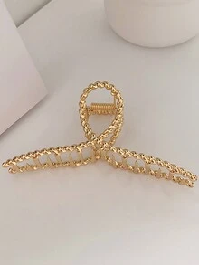 1 件女士金属合金超大简约时尚发夹发夹配件，适合日常发型、洗脸、外出装 - 金色 - 查看 9