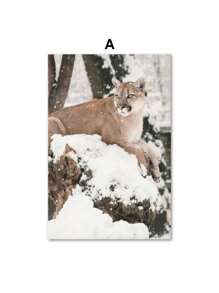 1 Stück Leinwand Gemälde Winterlandschaft Wandkunst Bild Elch Tier Holz Kiefernwald Poster und Muster für moderne Heim Wohnzimmer Dekoration ohne Rahmen