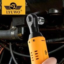 LYUWO LYUWO Power Tool 3/8-Inch Cordless Yellow Ratchet Electric Wrench 45Nm 90 Degree Right Angle 12V Rechargeable Ratchet Wrench, With A Slender Body For Easy Multi Angle Entry Into Narrow Spaces, No Longer Bound By Wires