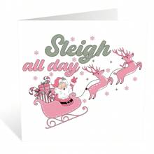 1 pieza de Tarjeta de felicitación navideña con sobre que incluye Papá Noel, trineo y renos - Tarjeta de Navidad, Año Nuevo y Cumpleaños - Cálidos deseos para amigos y familia - Multicolor - Ver 3