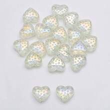 20 chiếc/100 chiếc 13*15mm Hạt thủy tinh tráng men hình trái tim có lỗ ở giữa Phụ kiện làm đồ trang sức tự làm, Thích hợp làm hoa tai, vòng cổ, móc khóa, mặt điện thoại, quà tặng sinh nhật/ngày lễ - Tim hoa 13*15mm - Xem 16