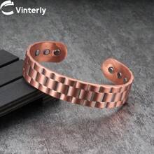 Pure Copper Magnetic Bracelets For Men Women Adjustable 15.5mm Wide Cuff Bangles Vintage Health Energy Magnet Jewelry