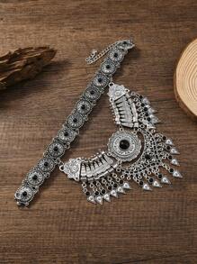 Collar bohemio de moda vintage multicapa, collar gargantilla con colgante en forma de gota de agua y flecos, accesorio casual para fiestas para mujeres - Mariposa - Ver 6