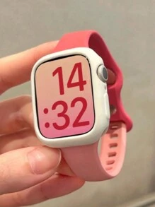 2pcs/Set Color Block Cute Wasp Waist Silicone Watch Band Comfortable Adjustable Waterproof Wristband And Hollow-Out Silicone Protective Watch Case, Compatible With Apple Watch Series Ultra/SE/11/10/9/8/7/6/5/4/3/2/1, 38/40/41/42/44/45/46/49mm