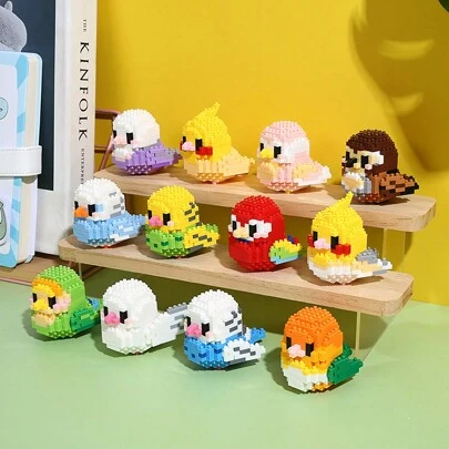 1 Pc Cute Birdie Splicing Micro Particles Building Blocks Toys, Mini Parrot Shape Desktop Decoration Collectibles, Creative DIY Assembled Building Block Animal Model Home Desk Decorate, Great Christmas/Halloween/New Year/Valentine's Day/Kids Birthday Gifts,Toys For Boys,Kids Toys,Toys For Kids,Toys For Girls