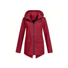 女士雨衣外套时尚纯色防风防水连帽夹克户外登山夹克女式轻便雨衣 - 灰色的 - 查看 3