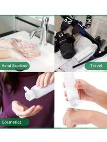 洗发水和沐浴露旅行瓶带翻盖，防漏，挤压容器，化妆品瓶，可重复使用，家庭必需品，透明 100ml 空分配器容器带翻盖旅行瓶，适合旅行化妆品，翻盖瓶指甲油去除剂酒精液体容器卸妆液可再填充透明化妆品容器学校学校用品假日露营假日必需品度假配件迷你女士香水男士香水海滩 - 無色 - 查看 4