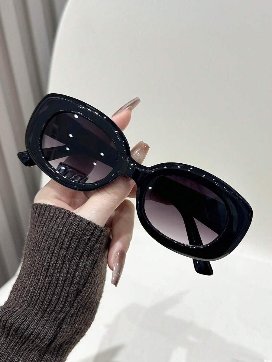 1 Cặp Kính thời trang trang trí màu đen viền bầu dục nhỏ cho nữ, thích hợp sử dụng hàng ngày, trang phục cơ bản hợp thời trang thu đông cho nữ, quần áo công sở, quà tặng thường ngày Y2k - Nhiều màu - Xem 1