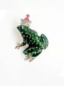1pc Vintage Frog Crystal Rhinestone Brooch, Scarf Clips, Clothes/Headscarf Accessories - Multicolor - View 5