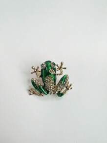 1pc Vintage Frog Crystal Rhinestone Brooch, Scarf Clips, Clothes/Headscarf Accessories - Multicolor - View 7