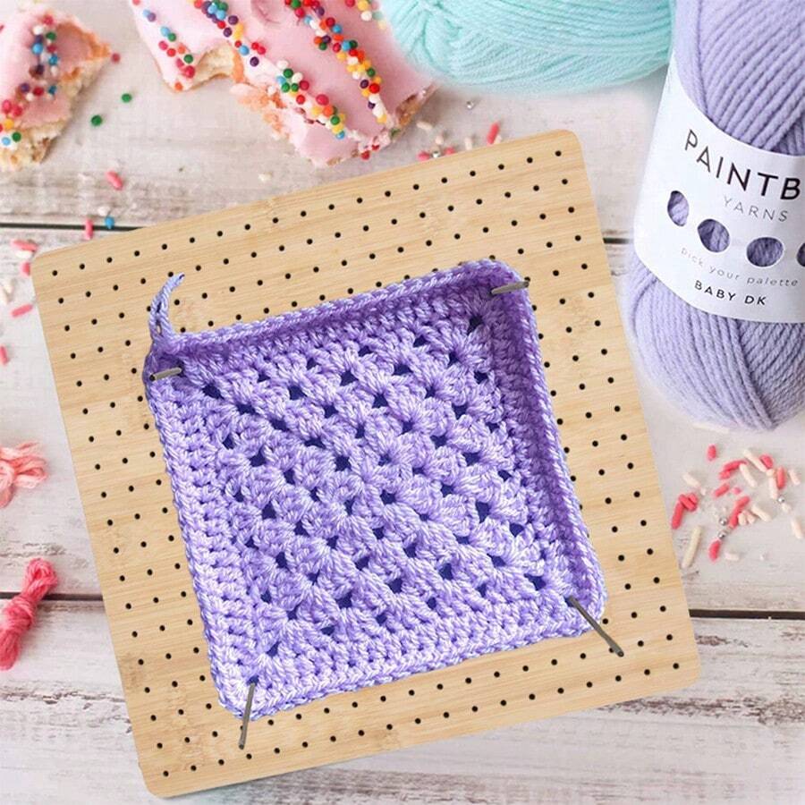 Bamboo Crochet Board, Crochet Knitting Square Shaping Board, Wooden