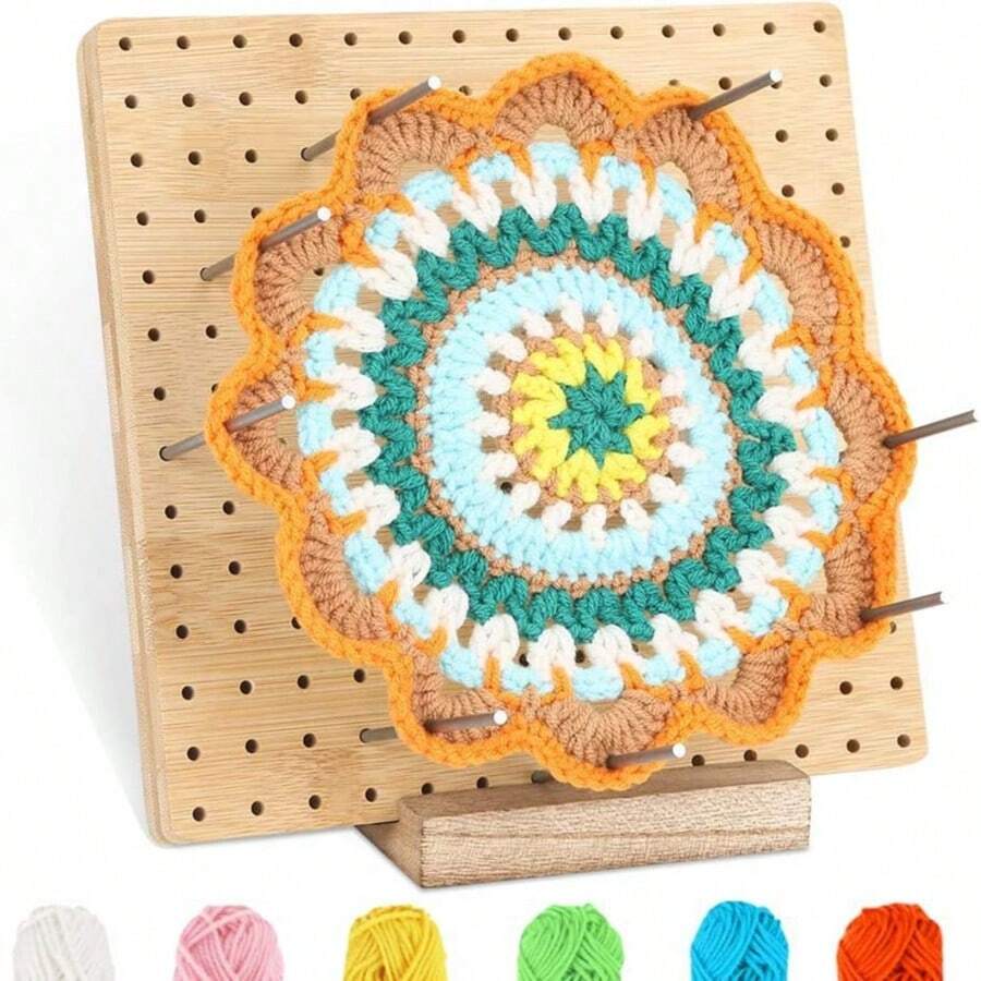 Bamboo Crochet Board, Crochet Knitting Square Shaping Board, Wooden