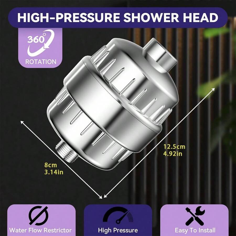 1pc 15 Stage Shower Head Filter With Vitamin C High Output Clean Hard
