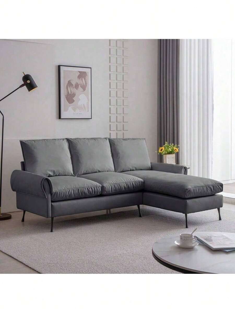 [VIDEO] Provided]81"Modern Sectional Technical Leather L-Shaped Sofa Couch With Reversible Chaise Lounge,ModernMingle