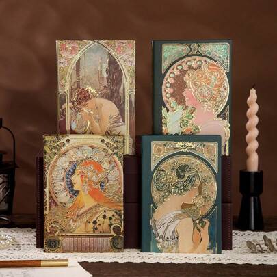 128 件/本复古欧式笔记本日记本，带烫金，学校用品，返校