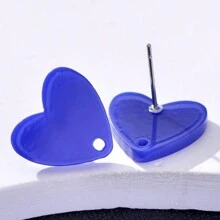 20pcs Colorful Acrylic Heart Shaped Earring Studs For Women, Jewelry DIY Accessories Valentines