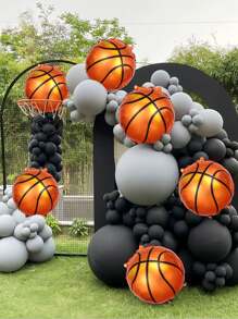 6件套篮球铝箔气球，运动派对气球，篮球场装饰，运动主题派对用品，生日派对装饰 - 彩色 - 查看 5