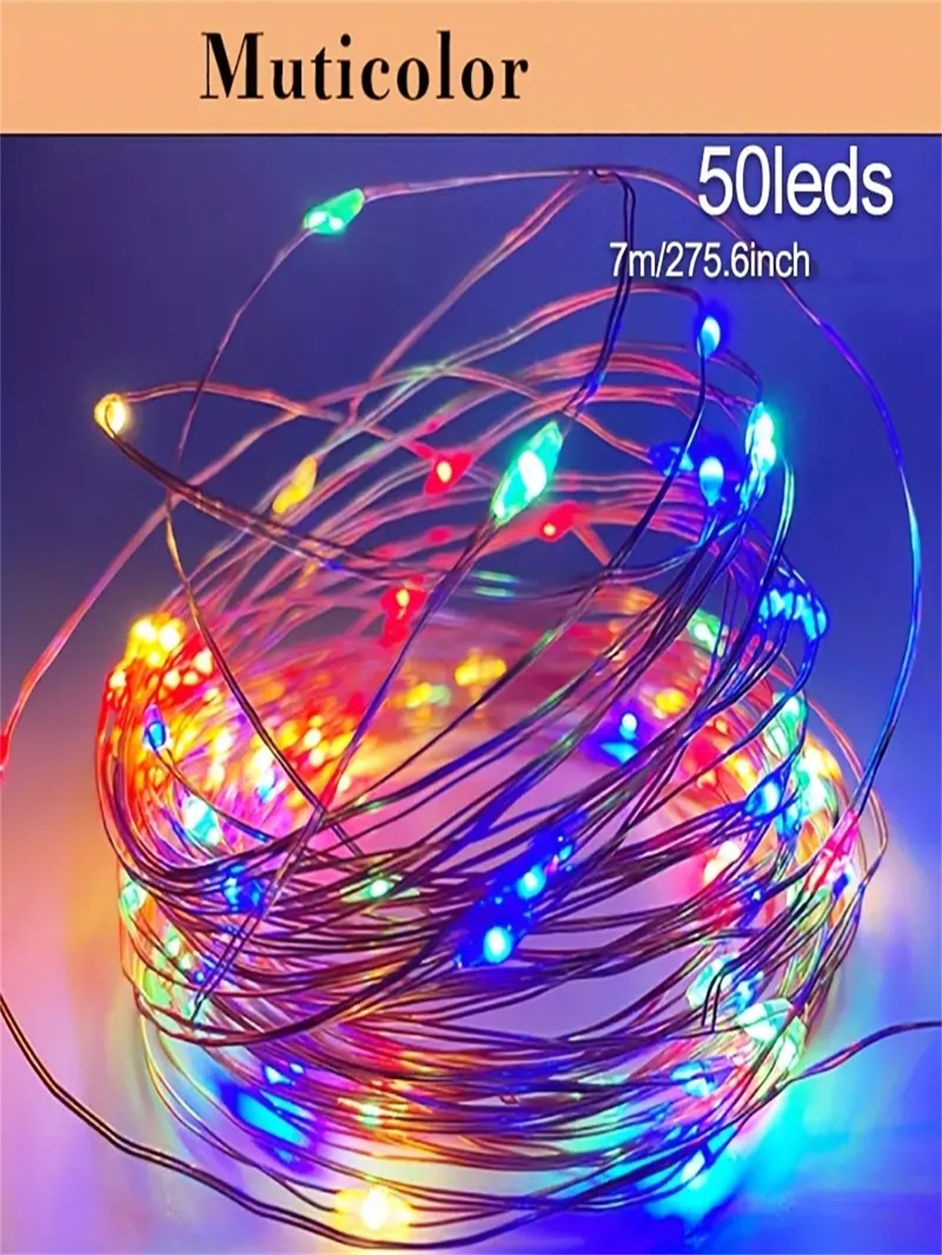 1ชิ้น 50/100 LED ไฟหุ้มลวดทองแดงพลังงานแสงอาทิตย์ 8 โหมดไฟสายดอกไม้ปลอม