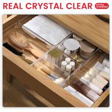 13pcs Transparent Plastic Drawer Organizers Set, 4 Different Sizes Multi-Function Bathroom And Dresser Drawer Organizer Trays, Cosmetic Storage Box For Bedroom, Kitchen And Office - Clear - View 11