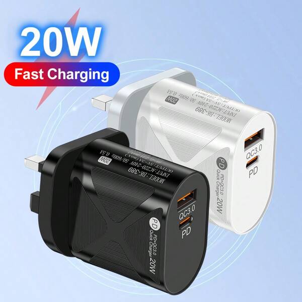 1pc 20W PD Type-C Port Fast Charger, Compatible With IPhone 16 15 14 13, And Other Smartphone Series Suitable For Travel, Office, Dorm, And Home Multi-Port, Adapter