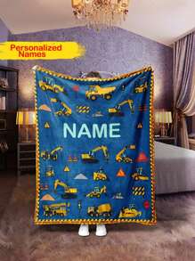 Customizable Name Excavator Flannel Throw Blanket - Ultra-Soft, Warm, Lightweight, And Hypoallergenic For Cozy Nights On Couch, Bed, Travel, And Camping - All-Season Digital Print With Vibrant Colors And Plush Texture - Multicolor - View 11
