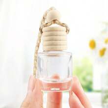 1 件悬挂式汽车空气清新剂扩散器，6-10ml 可再填充空透明玻璃吊坠瓶，芳香精油香水吊坠水晶瓶，木制瓶盖和悬挂线，几何装饰配件用于汽车装饰 - 彩色 - 查看 6