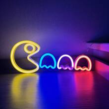 1 pieza Luz de neón de arcade, 13.7x5.7x0.7in (35x14.5x1.8cm), lámpara de decoración de pared alimentada por USB/batería para dormitorio de gamer, sala de estar, oficina, cafetería, bar, fiesta - Blanco - Ver 15