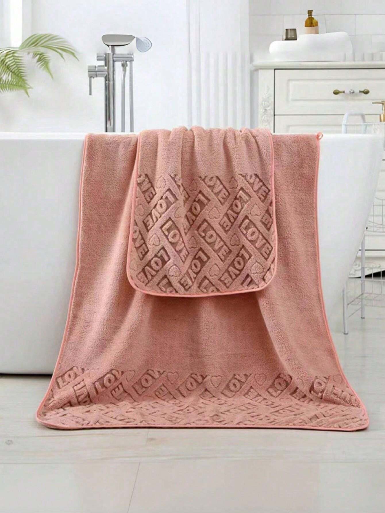 1pc Coral Fleece Oversized LOVE Towel, Ultra Soft, Absorbent, Skin