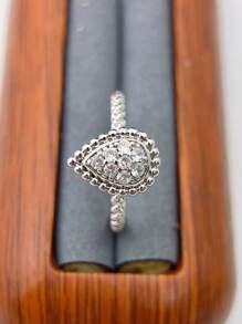 1 pieza Anillo abierto ajustable con gota de agua y cristal de fantasía bohemio, joya de mujer de oro y plata como regalo - anillo de gota de agua - Ver 13