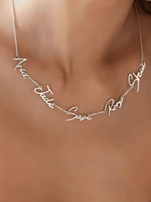 1 Stück vergoldete, versilberte oder roségoldene personalisierte Mehrfach-Namen, Buchstaben und Zahlen Anhänger Halskette, Geschenke für Paare und Familie zu Halloween, Weihnachten, in Gold, Stil, farbig, vintage, schlicht, unisex, lässig, süß, individuell, einzigartig, ideale Geschenke für ihn, ideale Geschenke für sie, Freundin, Freund, Vater, Mutter, Familie, Freunde, zu Jahrestagen, Geburtstagen, Abschluss, Prom, Party, Edelstahl Schmuck, schick für den Herbst, Schmuck & Uhren, individuell gestaltete Modewort-Halsketten - Verschiedenfarbig - Übersicht 6