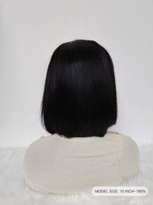 Eulisi 鲍勃假发 人发 13x4 鲍勃透明蕾丝前假发 人发 预拔婴儿头发 150% 密度短人发假发 直短鲍勃假发 人发（8-14 英寸） - 黑色 - 查看 6