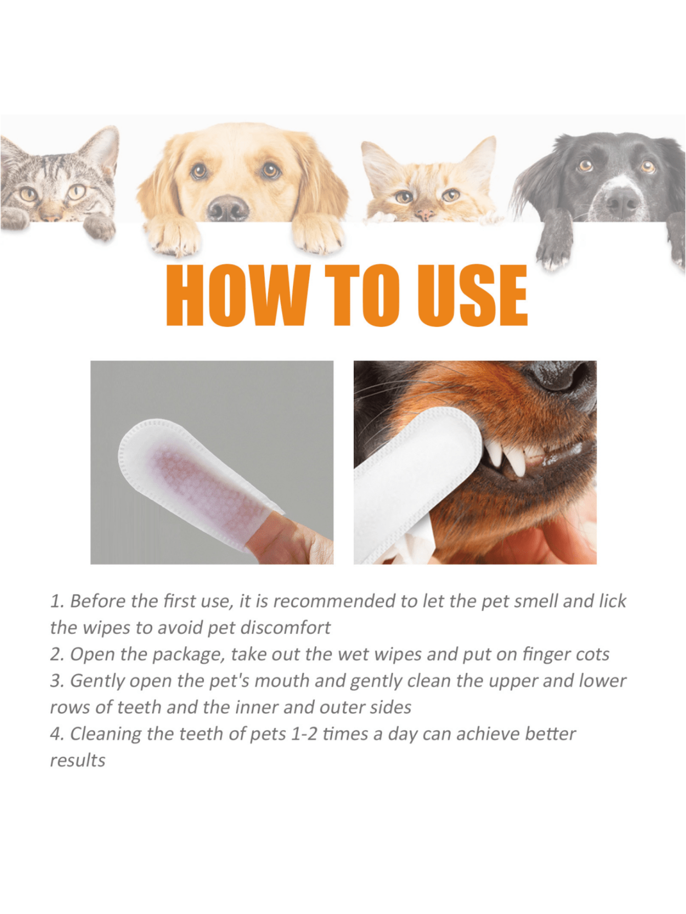 Dog And Cat Dental Cleaning Finger Cover, Pet Dental Cleaning Wipes To