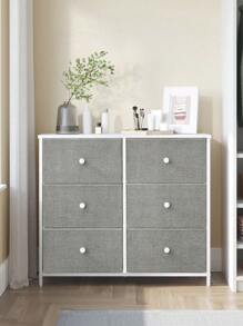 SONGMICS Chest Of Drawers, 6 Fabric Drawers With Metal Frame, Storage Organiser Unit, Dresser, For Nursery, Bedroom, Hallway, Light Grey And White