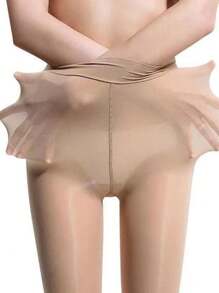 1条米色马纹油性连裤袜，光泽亮丽，紧身设计，防勾丝，简约风格，适合春夏日常穿着，舒适保暖。 - 米色 - 查看 3