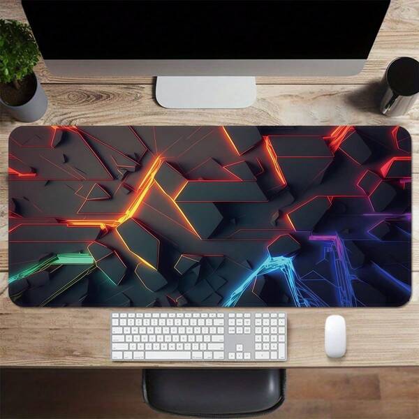 3D Lined Gaming Mouse Pad - Anti-Slip Rubber Base, Colorful Desk Pad Suitable For Gamers And Office Use, Large Keyboard Pad Back To School