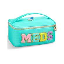 Túi đựng đồ trang điểm Geetery Chenille Túi đựng đồ trang điểm bằng vải nylon Túi đựng đồ trang điểm di động Túi đựng đồ trang điểm Preppy Patch có khóa kéo Túi đựng đồ vệ sinh cá nhân cho phụ nữ (Màu xanh lá cây) - Nhiều màu - Xem 2